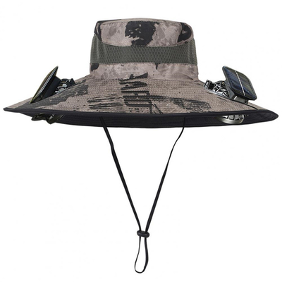 Cappello da sole a tesa larga per esterni con ventola solare, cappello personalizzato all'ingrosso, cappello da pescatore portatile