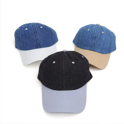 Cappello da baseball nero con logo personalizzato all'ingrosso, lavaggio acido, cotone vintage, regolabile, denim, sport, lavato