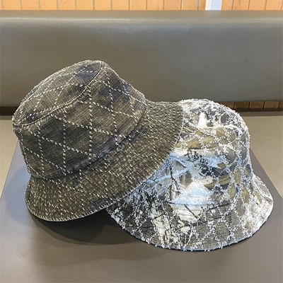 Vendita calda Primavera e Autunno Nuovo Top Piatto Frito Denim Suquin Plaid Bordatura Custom Bucket Hat Bordura logo Cappello da Pescatore