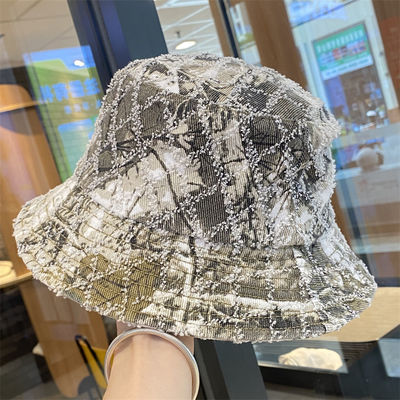 Vendita calda Primavera e Autunno Nuovo Top Piatto Frito Denim Suquin Plaid Bordatura Custom Bucket Hat Bordura logo Cappello da Pescatore