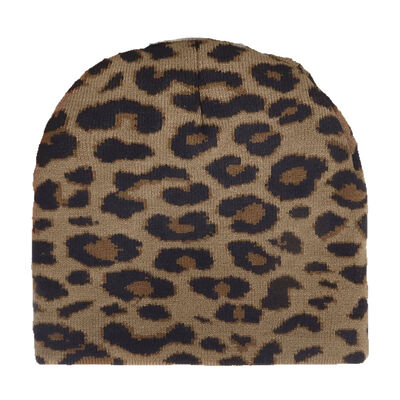 Cappelli invernali in acrilico da uomo e da donna di alta qualità con logo personalizzato, berretti lavorati a maglia con motivo leopardato slouchy