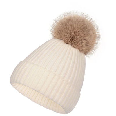 Cappello a maglia caldo invernale per donne cappelli a strisce casuali massicci cappelli da sci bambini cappello da pelliccia floppy pompom cappuccio