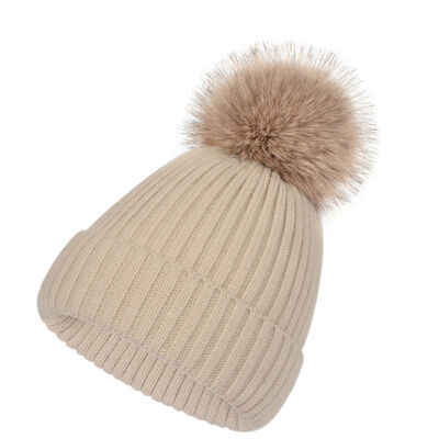 Cappello a maglia caldo invernale per donne cappelli a strisce casuali massicci cappelli da sci bambini cappello da pelliccia floppy pompom cappuccio