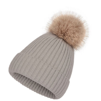 Cappello a maglia caldo invernale per donne cappelli a strisce casuali massicci cappelli da sci bambini cappello da pelliccia floppy pompom cappuccio