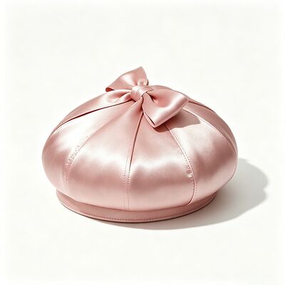 Elegante cappello rosa satinato con tessuto 150 grammi leggero e taglia personalizzata per indossare casual