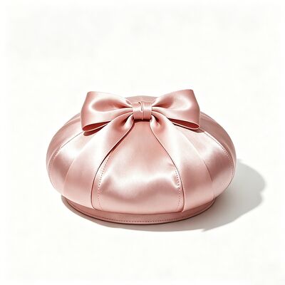 Elegante cappello rosa satinato con tessuto 150 grammi leggero e taglia personalizzata per indossare casual