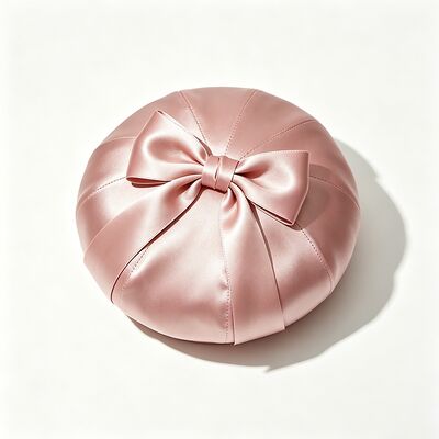 Elegante cappello rosa satinato con tessuto 150 grammi leggero e taglia personalizzata per indossare casual