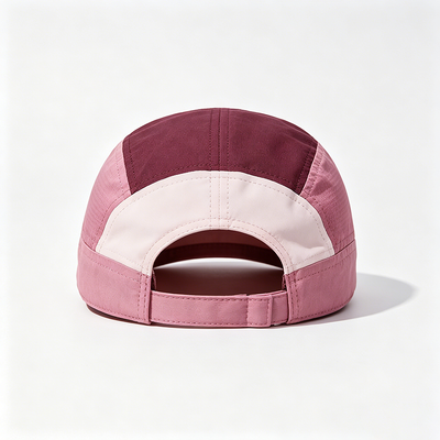 Cappello da camper a 5 pannelli a tesa piatta con logo personalizzabile e cinturino a strappo per attività all'aperto