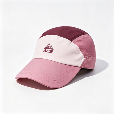 Cappello da camper a 5 pannelli a tesa piatta con logo personalizzabile e cinturino a strappo per attività all'aperto