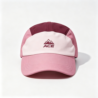 Cappello da camper a 5 pannelli a tesa piatta con logo personalizzabile e cinturino a strappo per attività all'aperto