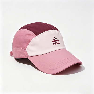 Cappello da camper a 5 pannelli a tesa piatta con logo personalizzabile e cinturino a strappo per attività all'aperto