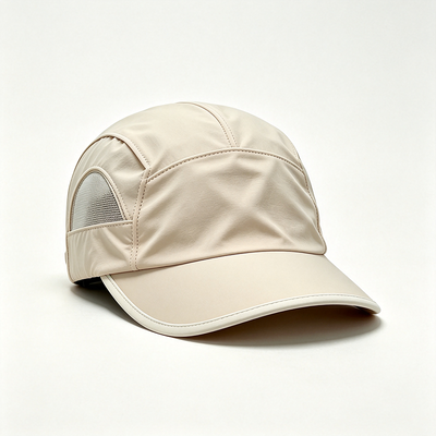 Cappellino Camper a 5 pannelli con visiera curva e cuciture a contrasto, copricapo resistente e confortevole per uno stile di vita attivo