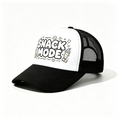 Cappellino trucker a 6 pannelli curvo con chiusura a scatto in plastica, personalizzabile, ideale per campagne, uniformi di squadra e abbigliamento casual