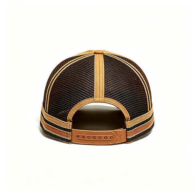 Cappellino trucker a 6 pannelli con rete traspirante sul retro, chiusura a scatto regolabile, ideale per eventi e uniformi