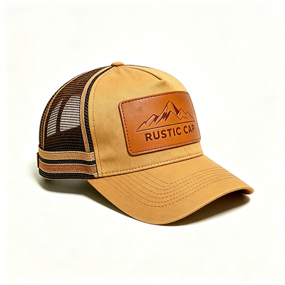 Cappellino trucker a 6 pannelli con rete traspirante sul retro, chiusura a scatto regolabile, ideale per eventi e uniformi