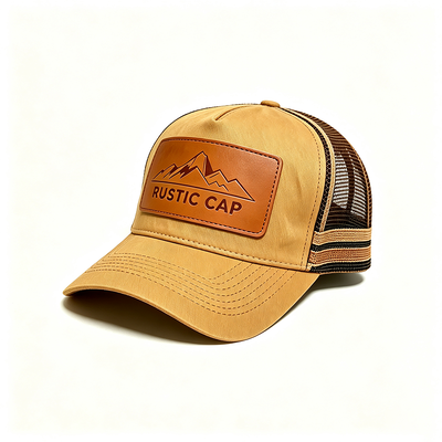 Cappellino trucker a 6 pannelli con rete traspirante sul retro, chiusura a scatto regolabile, ideale per eventi e uniformi