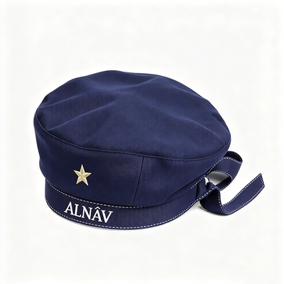 Classic Navy Style Beret Hat Embroidery Star Logo Beret With Ribbon Tie Cotton Lining Solid Color Beret For Daily Casual Wear Support Customization