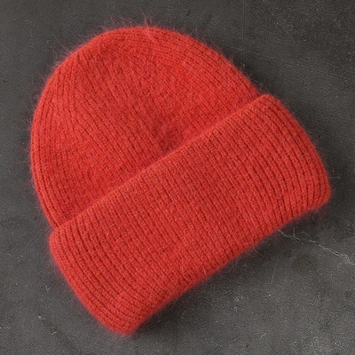 la pelliccia reale del coniglio di 58cm ha tricottato i Beanies caldi solidi di Skullies della lana del cashmere del cappello