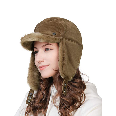il cacciatore di pelli Bomber Snow Hat di Cap Male Female dell'aviatore allineato pelliccia di 58cm con l'orecchio agita Ski Ushanka all'aperto