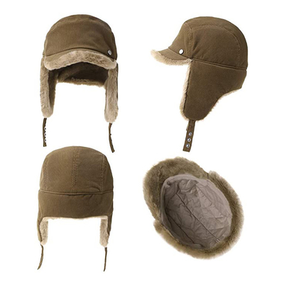 il cacciatore di pelli Bomber Snow Hat di Cap Male Female dell'aviatore allineato pelliccia di 58cm con l'orecchio agita Ski Ushanka all'aperto