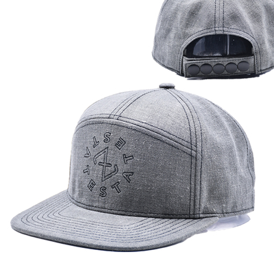 Custom 7 pannello Snapback Cap ricamo strutturato Gorras bordo piatto Cappello Snap Back