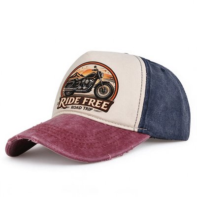Cappello a colori distressato Papa 100 per cento cotone Twill tessuto stampato lavaggio a mano grafico raccomandato Comodo durevole cappello elegante