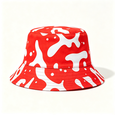 Cappello da pescatore in misto cotone poliestere con tesa larga stampata, cappello da sole per esterni per campeggio, escursionismo, spiaggia, viaggi