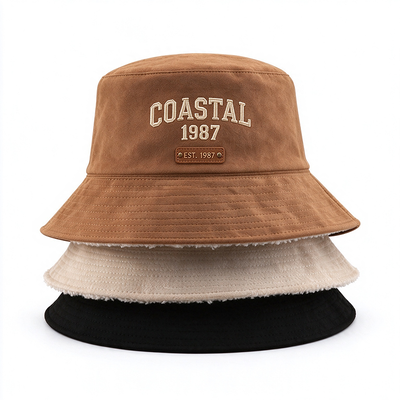 Cappello a secchiello in pile di poliestere e cotone ricamato cappello da pescatore vintage cappello caldo autunno inverno